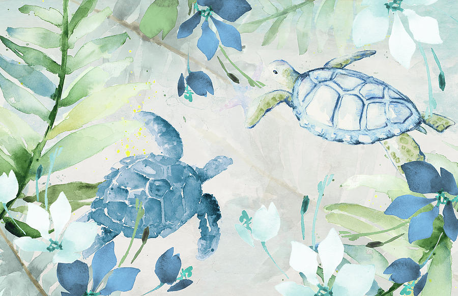 Watercolor Sea Turtles Painting by Lanie Loreth