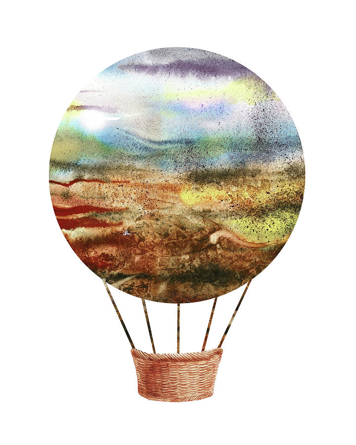 Watercolor Silhouette Hot Air Balloon Ix Painting