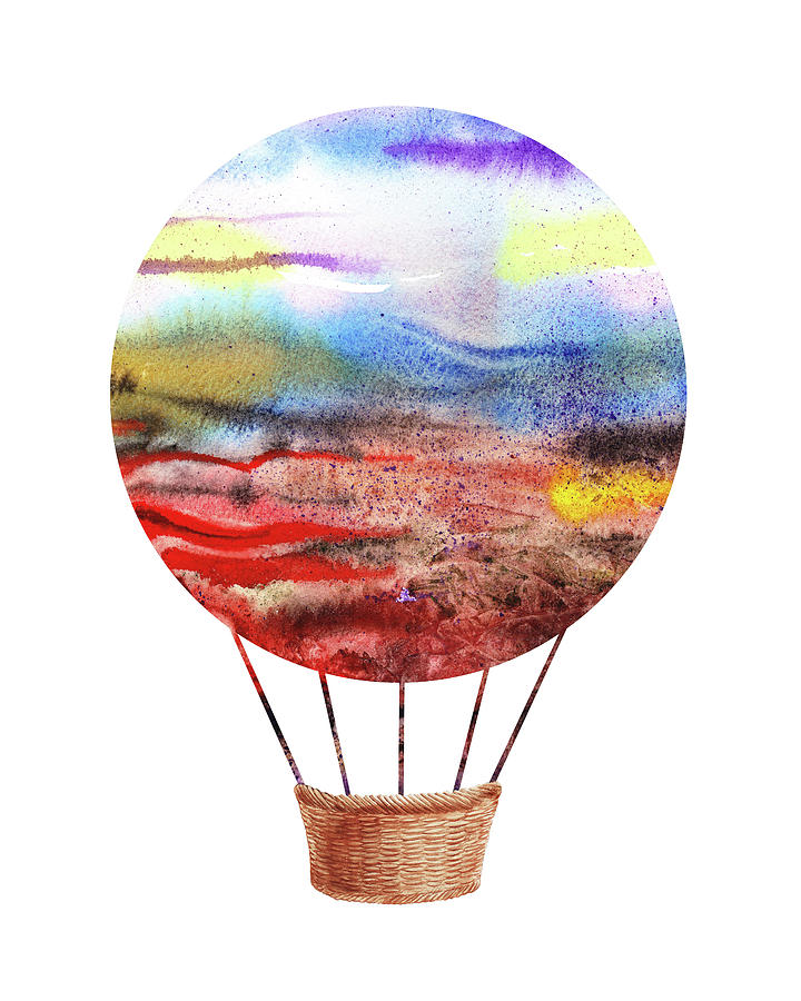 Watercolor Silhouette Hot Air Balloon Vi Painting