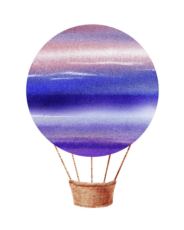 Watercolor Silhouette Hot Air Balloon XXIV Painting by Irina Sztukowski