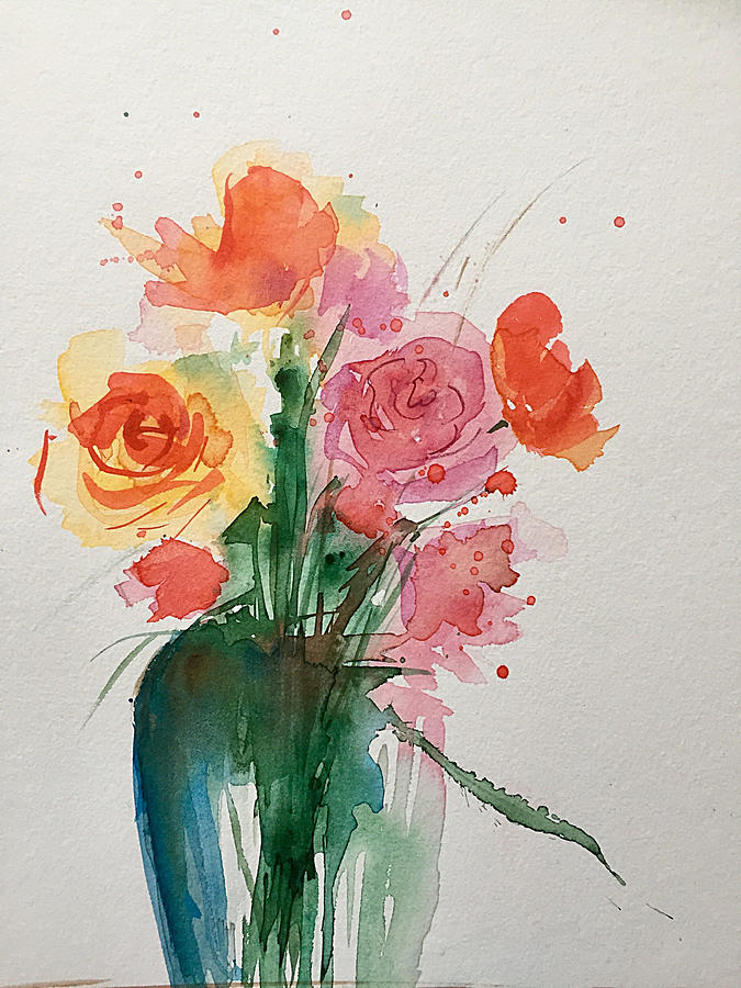 Watercolor Spring Bouquet Painting by Britta Zehm