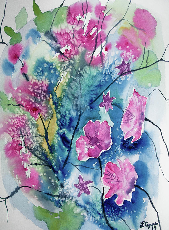 Watercolor - Spring Tree Blossoms Painting by Cascade Colors