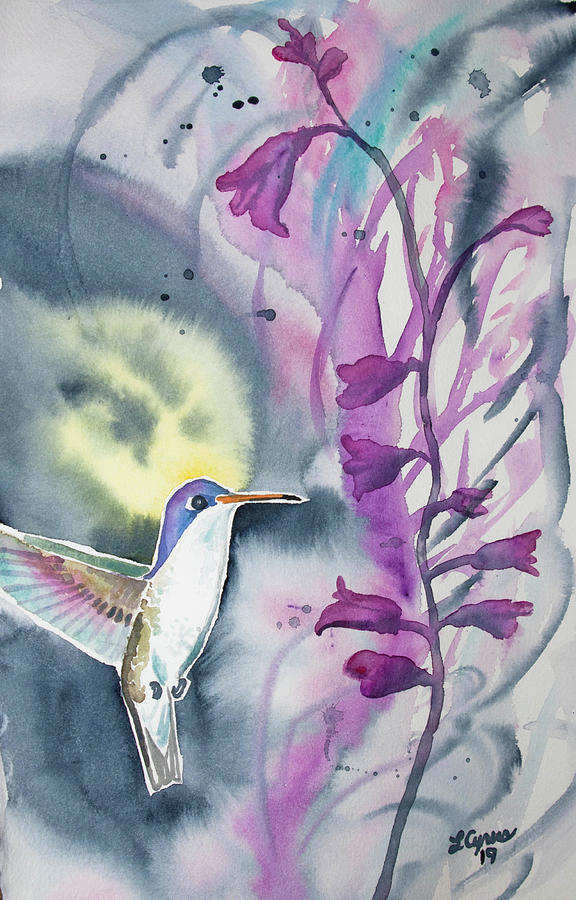 Watercolor - Violet-crowned Hummingbird Painting by Cascade Colors