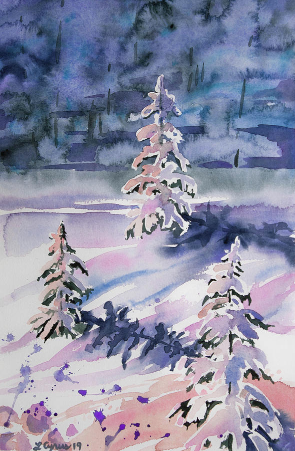 Watercolor - Winter in Pastel Painting by Cascade Colors