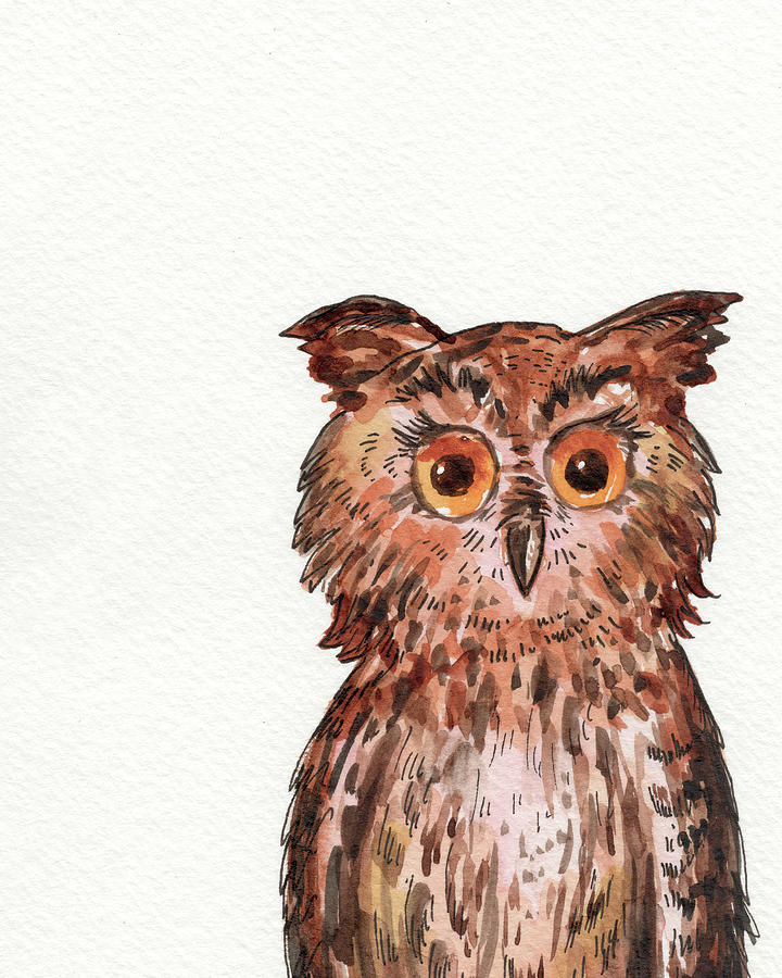 Watercolour Baby Owl  Painting by Irina Sztukowski