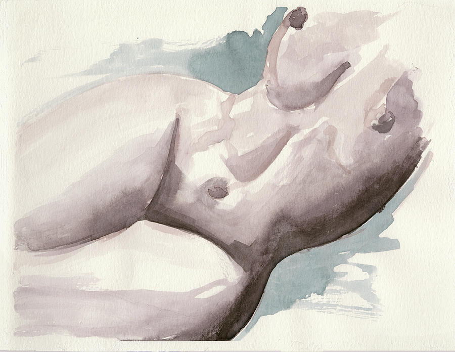 Nude Digital Art - Watercolour Nude 2 by Nicky Kumar