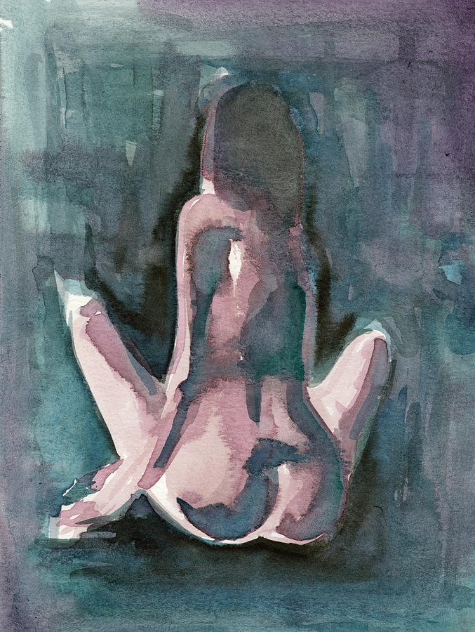 Nude Digital Art - Watercolour Nude 3 by Nicky Kumar
