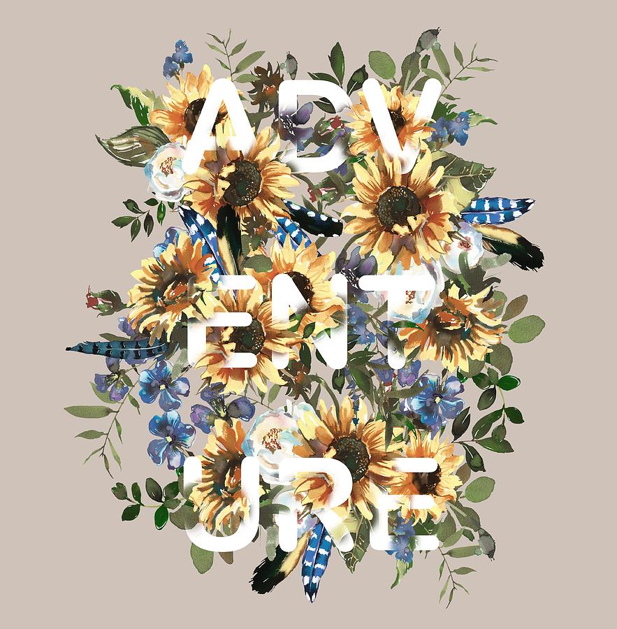 Watercolour Sunflowers Adventure typography by Georgeta Blanaru Watercolour Sunflowers Adventure typography by Georgeta Blanaru