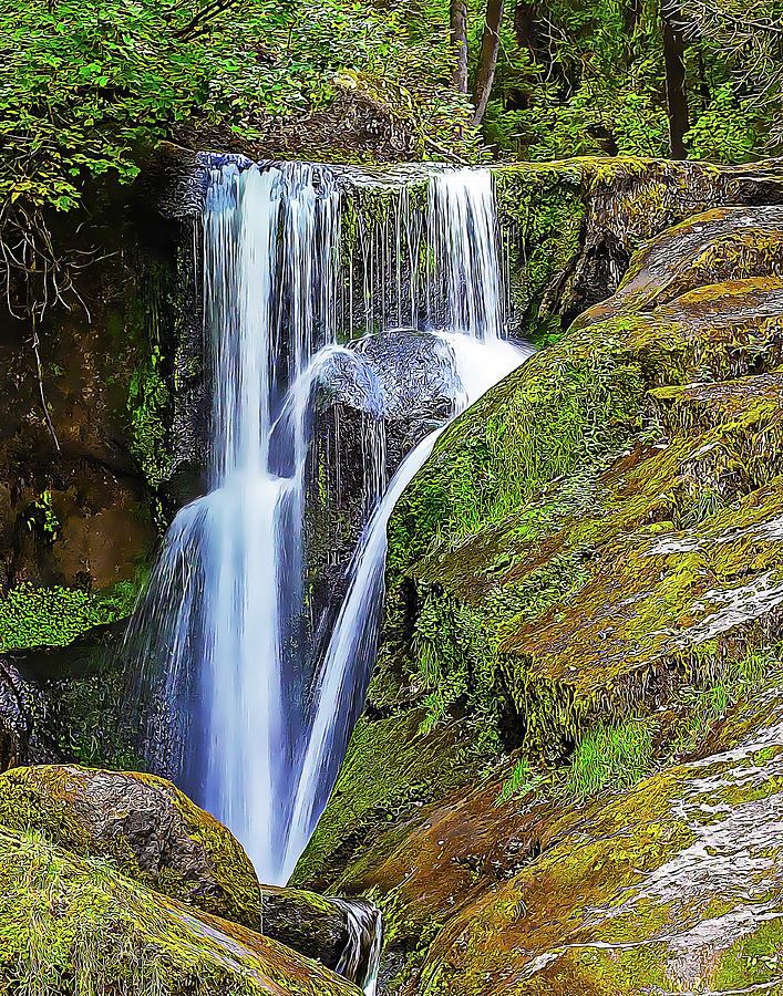 Waterfall and Mossy Rocks by Douglas J Fisher Waterfall and Mossy Rocks by Douglas J Fisher