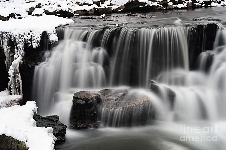 Waterfall and Snow Photograph by Larry Ricker