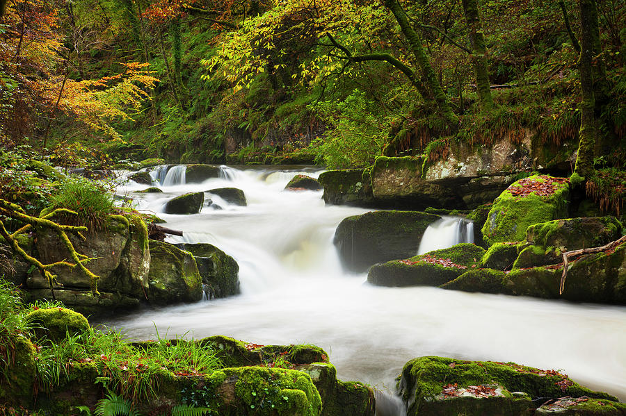 Waterfall At Watersmeet, Exmoor, Devon by Travelpix Ltd