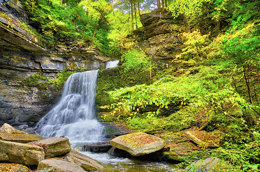 Waterfall Beauty in Fillmore Glen State Park - Finger Lakes, New York Photograph by Lynn Bauer
