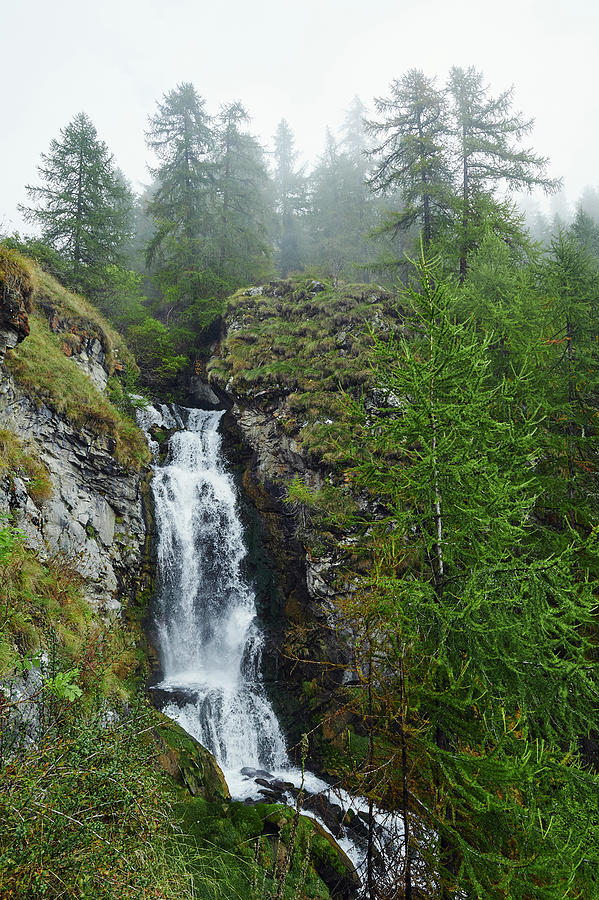 Nature Digital Art - Waterfall, Chamois, Italy by Jakob Helbig