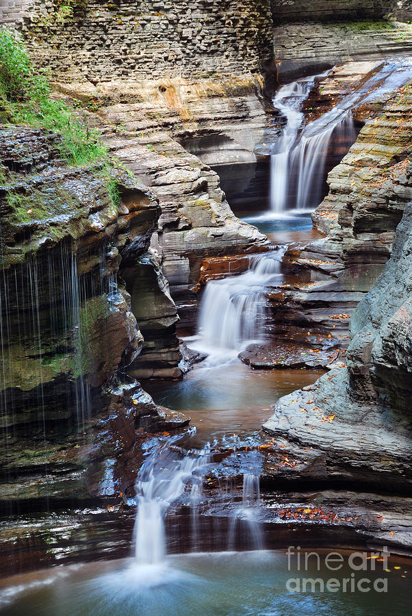Pond Photograph - Waterfall Closeup In Woods With Rocks by Songquan Deng Pond Photograph - Waterfall Closeup In Woods With Rocks by Songquan Deng