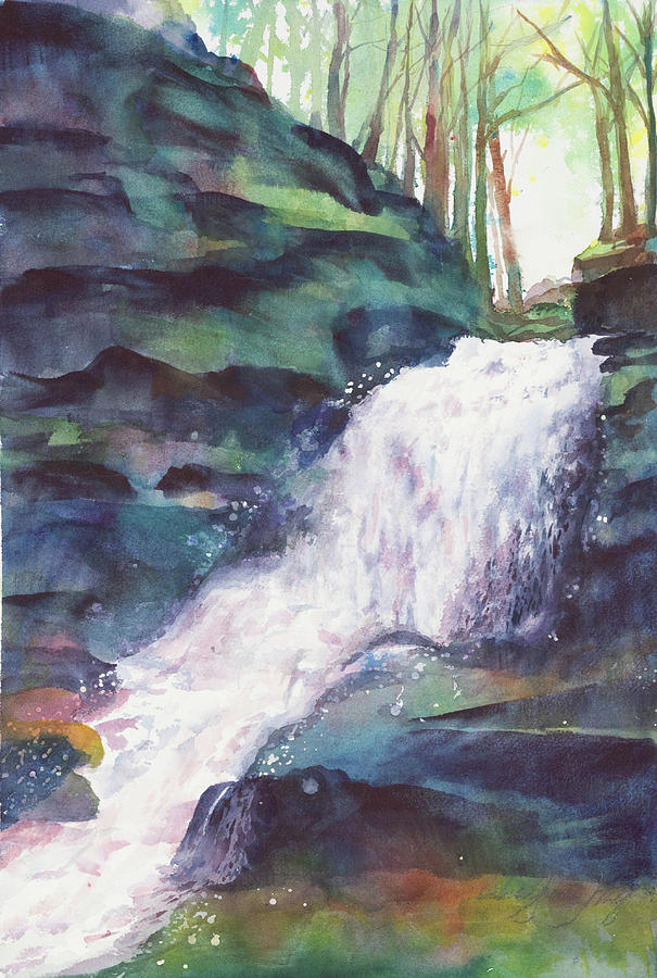 Water Falling Painting by Debra Grantz Wolf Water Falling Painting by Debra Grantz Wolf