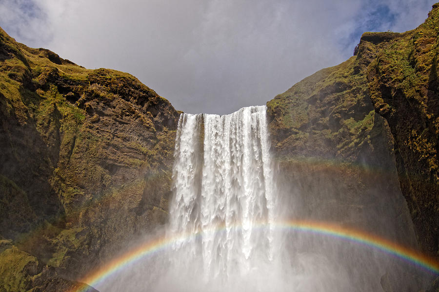 Skogafoss or Skogarfoss Waterfall Double Rainbow Iceland Photograph by ...