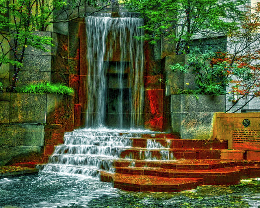 Waterfall Downtown Charlotte Photograph by Dennis Baswell