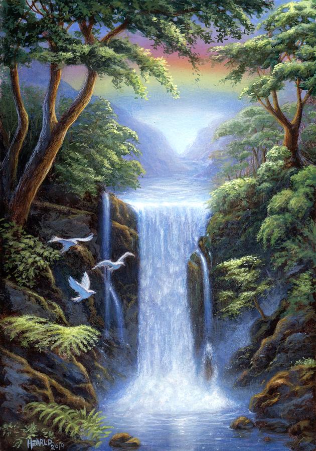 Waterfall Fantasy Sci-Fi Future Paint By Numbers Canvas Wall Art Painting DIY 