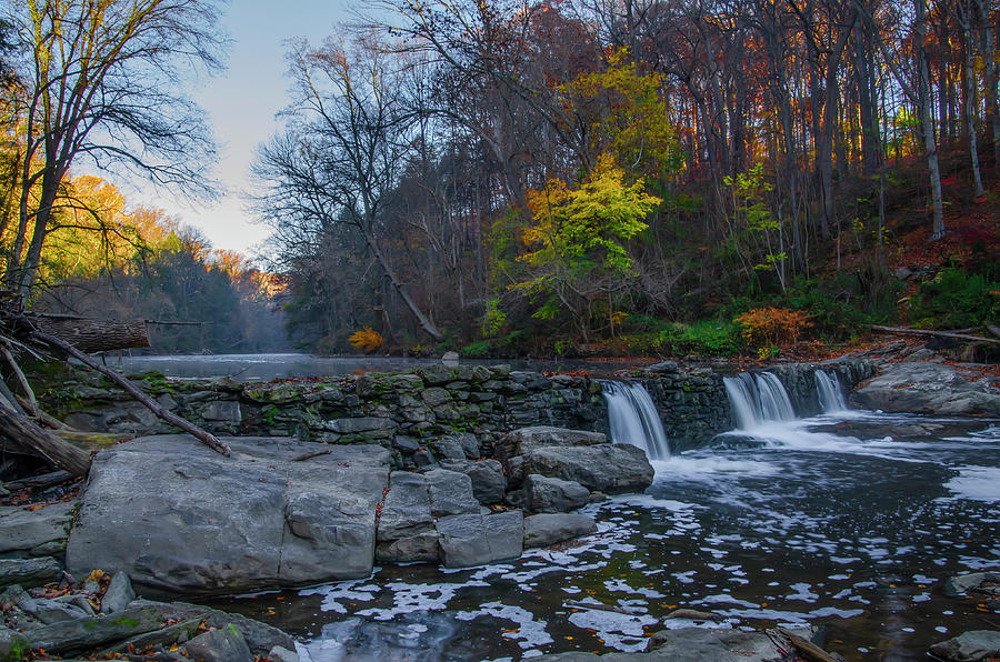 Waterfall in Autumn - Wissahickon Creek - Philadelphia Photograph by Bill Cannon