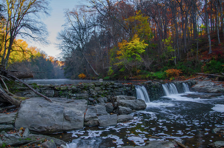 Waterfall in Autumn - Wissahickon Creek - Philadelphia Photograph by ...