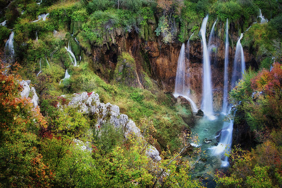Nature Photograph - Waterfall in Plitvice Lakes National Park in Croatia by Artur Bogacki