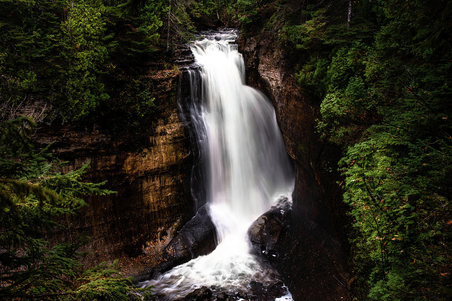 Waterfall in Upper Peninsula Photograph by Rod Gimenez