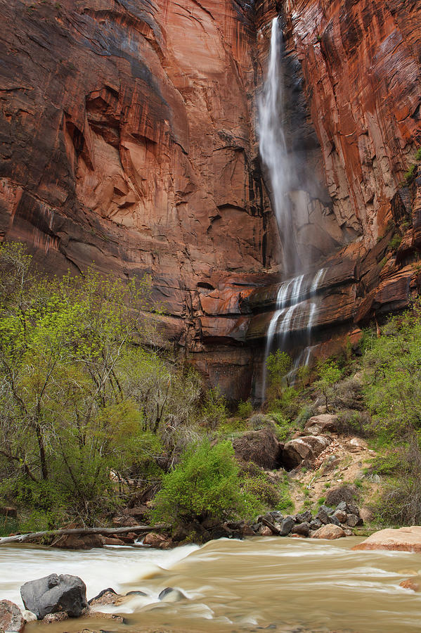 Waterfall In Zion National Park Photograph by Laszlo Podor