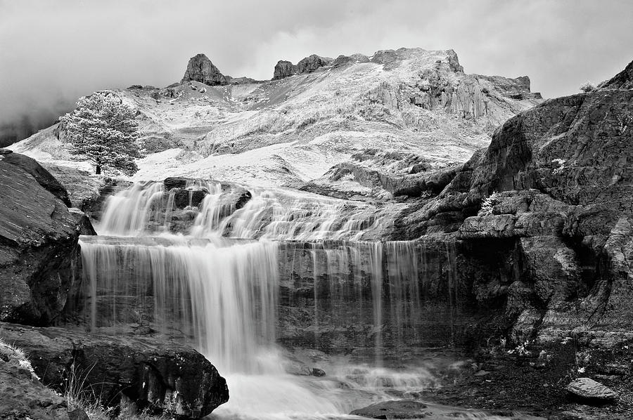 Waterfall - Infrared - B&w Photograph by Julio Alvarez