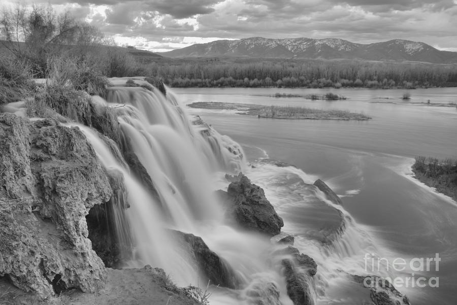 Waterfall Into The Snake River Black And White Photograph by Adam Jewell