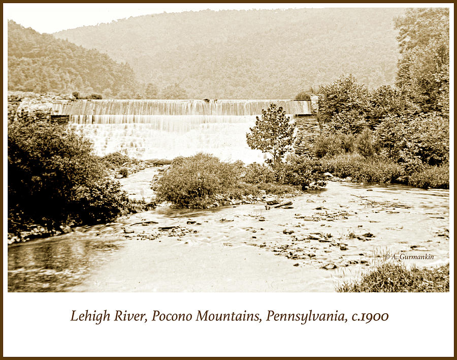 Waterfall, Lehigh River, Pocono Mountains, Pennsylvania, c.1900 Photograph by A Macarthur Gurmankin