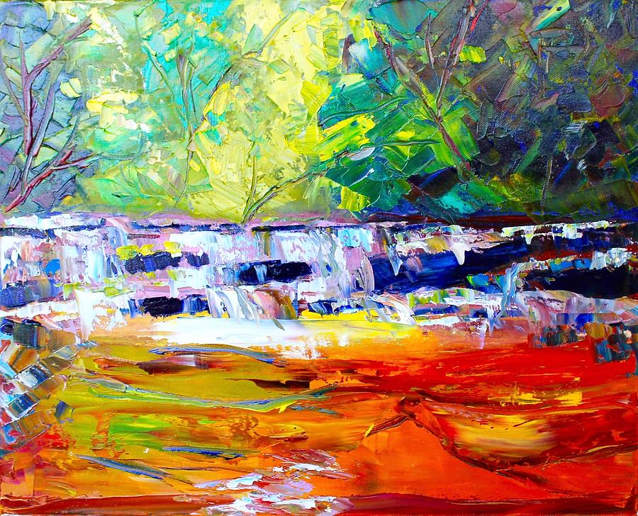 Waterfall Painting by Mary Wassil - Fine Art America