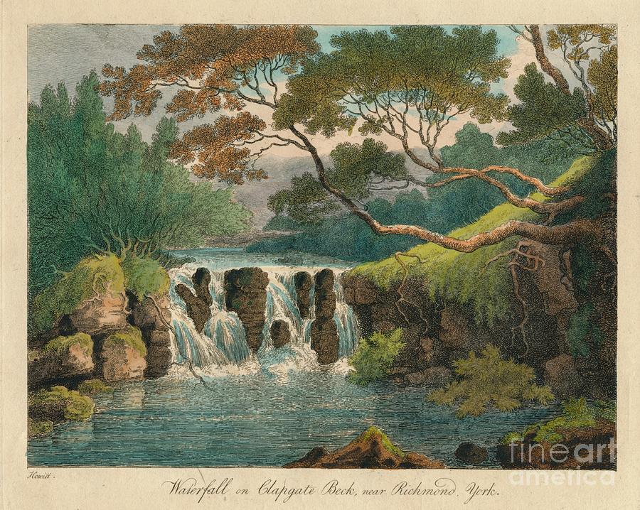 Waterfall On Clapgate Beck Drawing by Print Collector