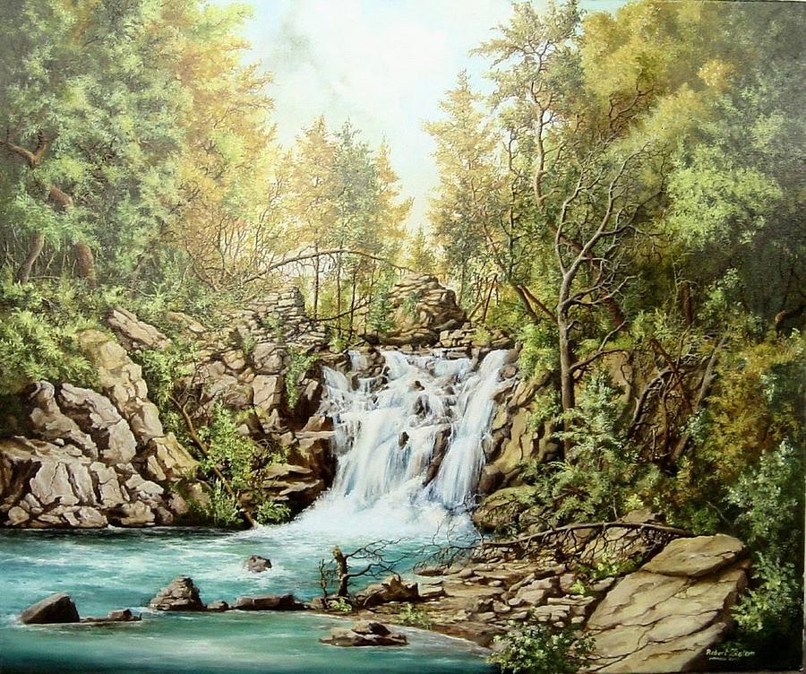 Nature Painting - Waterfall  by Robert Zietara