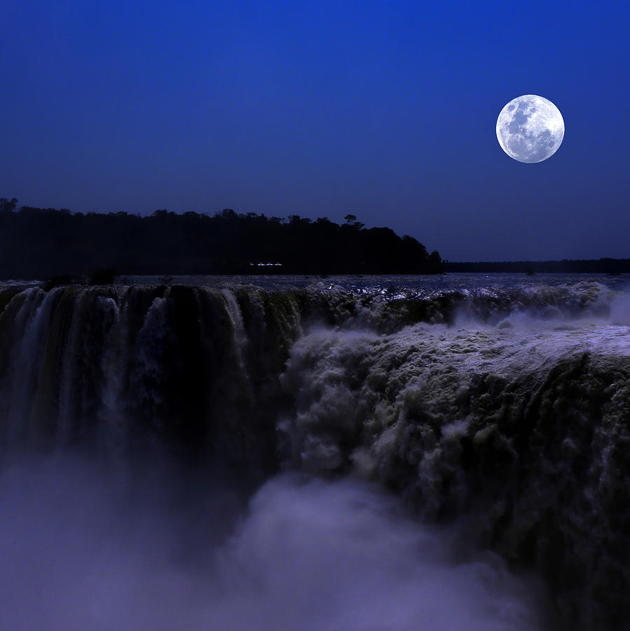 Waterfall With Moon Photograph by Crfotografias