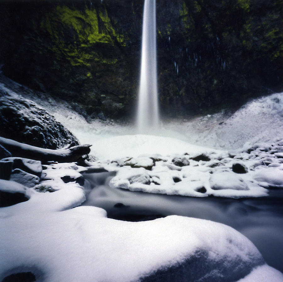 Waterfall With Snow-covered Streambed Photograph by Danielle D. Hughson