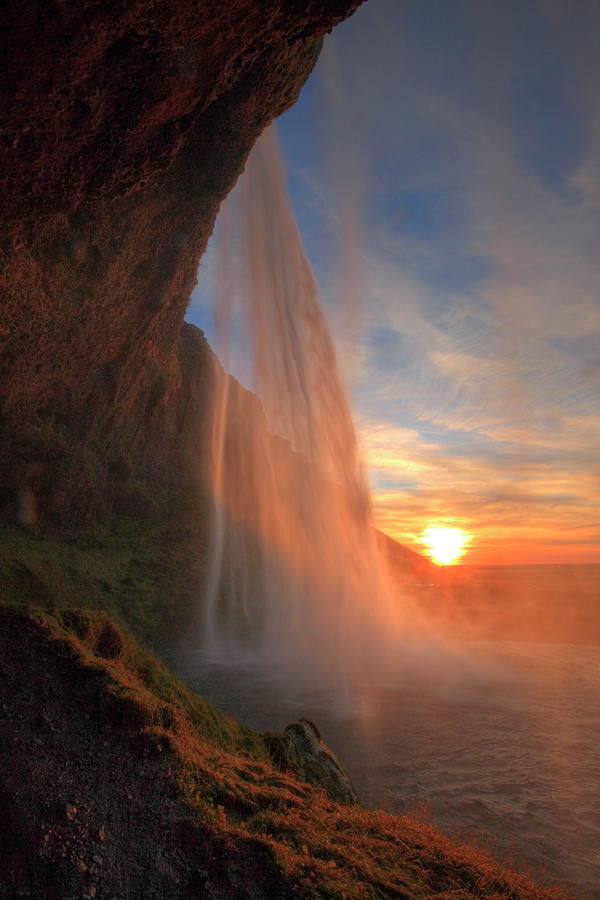 Waterfall With Sunset Digital Art by Jurgen Busse