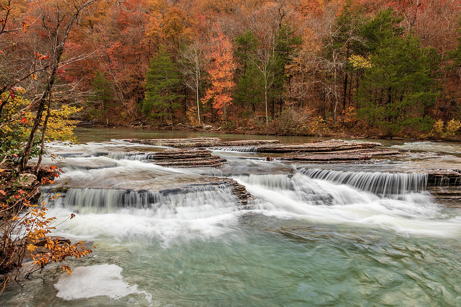 Waterfalls in the Fall forest Photograph by Jack Clutter