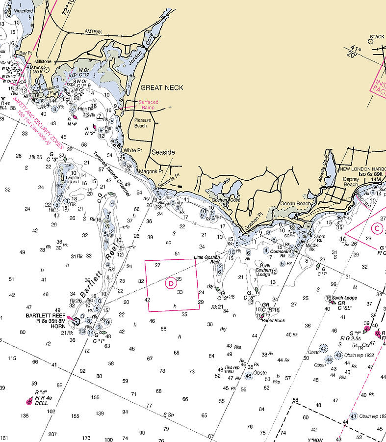 Waterfordconnecticut Nautical Chart Mixed Media by Sea Koast Pixels