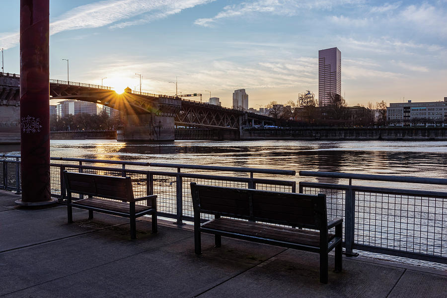 Waterfront Benches Photograph by Steven Clark