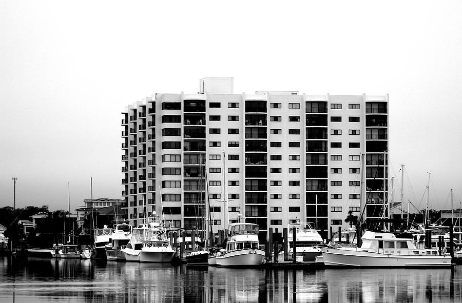 Waterfront Condos In Black And White Photograph by Cynthia Guinn