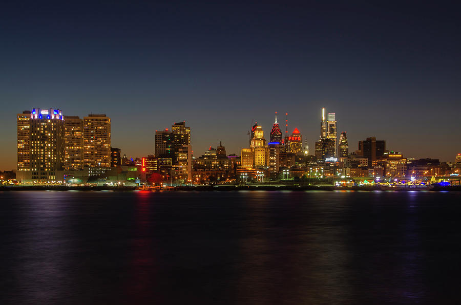 Waterfront - Philadelphia Nightscape Photograph by Bill Cannon