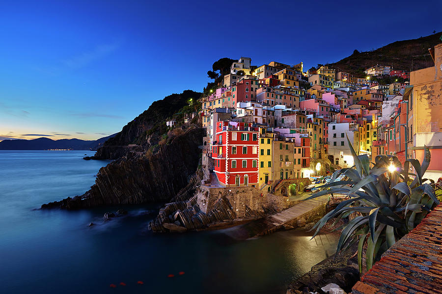 Waterfront Town Of Riomaggiore At Night, Italy Digital Art by Francesco ...