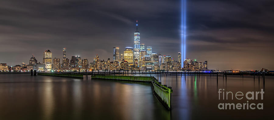 New York City Photograph - Waterfront Walkway Tribute In Light Pano by Michael Ver Sprill