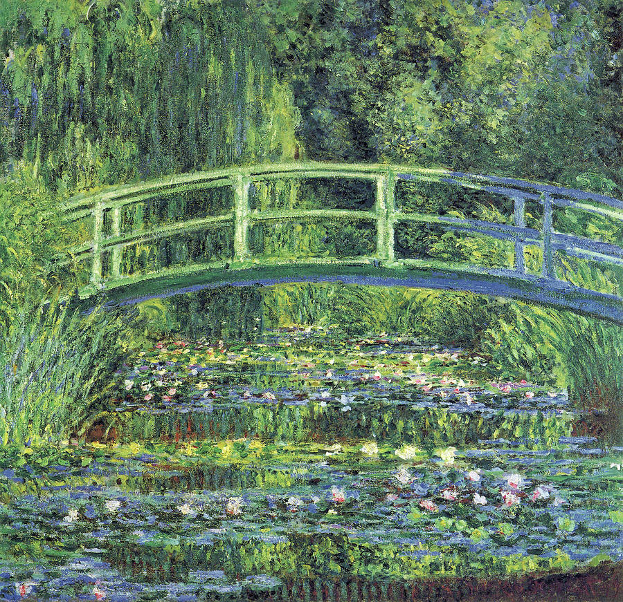 Flower Painting - Waterlilies And Japanese Bridge by Masters Collection