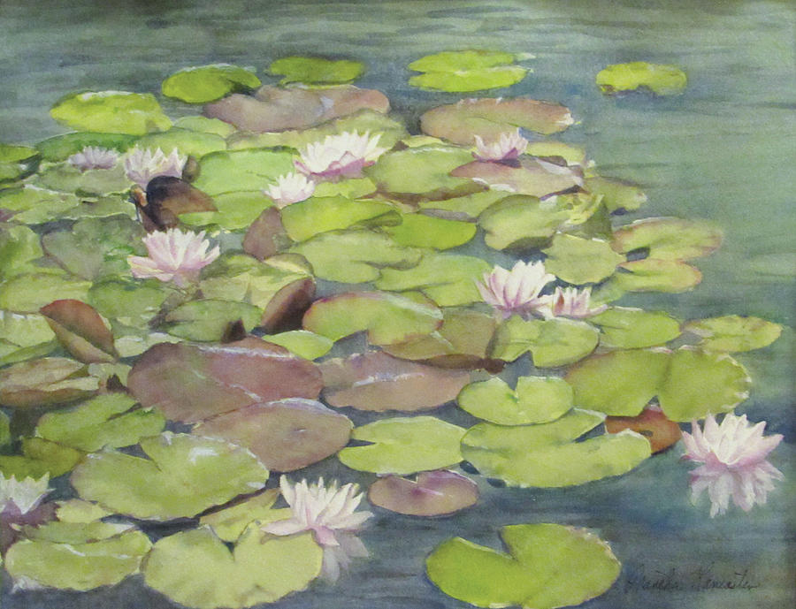 Waterlilies in the Pond Painting by Martha Lancaster