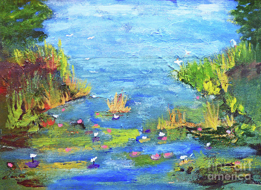 Waterlily Salt Marsh Painting by Sharon Williams Eng
