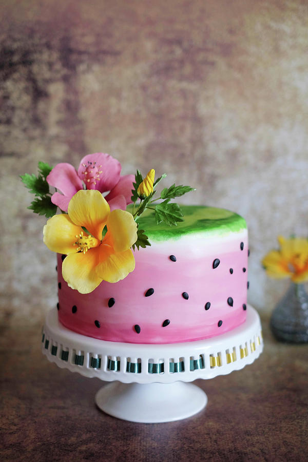 Watermelon Cake With Poppy Seeds And Grapefruit Photograph by Marions Kaffeeklatsch