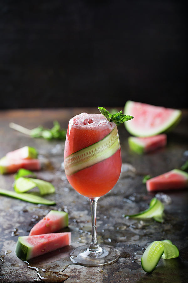 Watermelon Cucumber And Mint Mocktail Photograph by Amelia Johnson