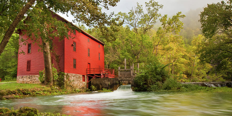 Waters of Alley Spring Mill - Eminence Missouri Panorama Photograph by Gregory Ballos