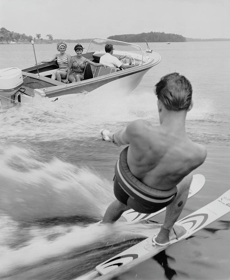 Waterskier And Towboat Photograph by Archive Photos Waterskier And Towboat Photograph by Archive Photos